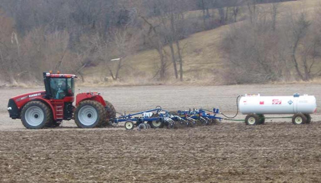 Anhydrous Ammonia Spreader in the Field