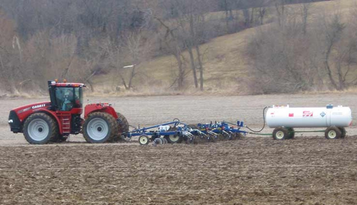 Anhydrous Ammonia Spreader in the Field