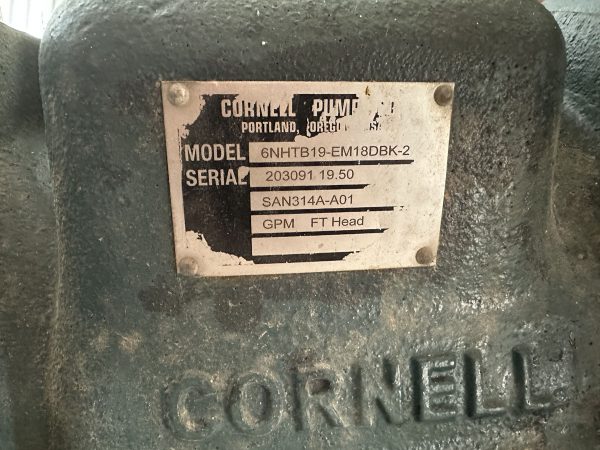 Cornell 6NHTB Liquid Manure Pump Serial Plate