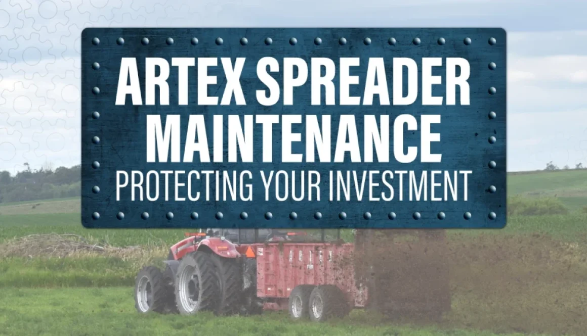 Artex spreader spreading manure in field
