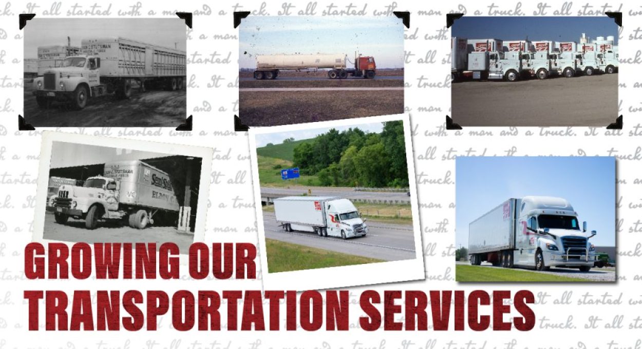 Collage of Stutsman trucks throughout the years