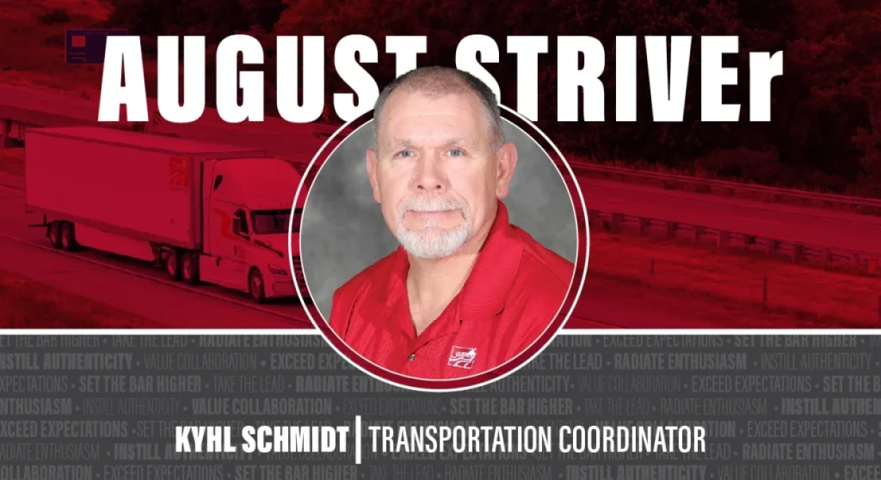 Kyhl Schmidt with Stutsman Transportation Truck as the Background