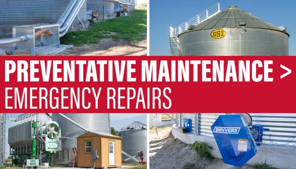 Series of grain bin site Images from grain dryers to grain bins